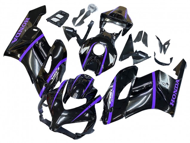 2004-2005 Honda CBR1000RR Motorcycle Fairings - Glossy Black Purple Stripe