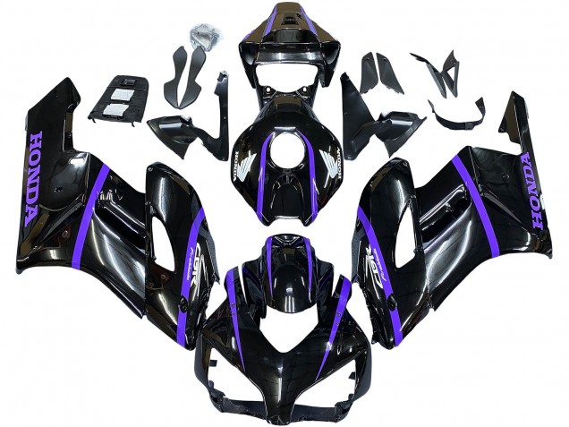 2004-2005 Honda CBR1000RR Motorcycle Fairings - Glossy Black Purple Stripe