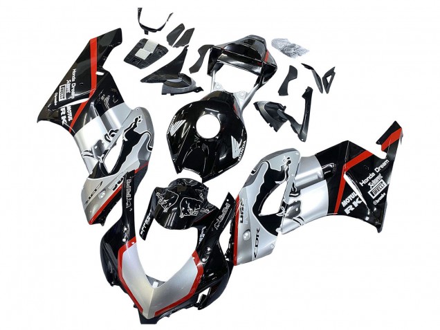 2004-2005 Honda CBR1000RR Motorcycle Fairings - Silver Glossy Black Red Stripe
