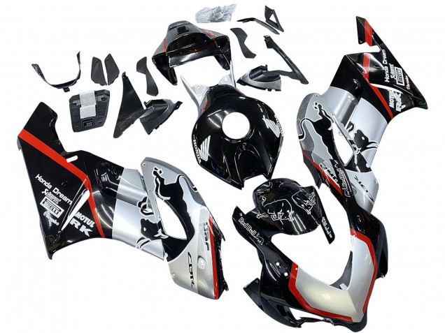 2004-2005 Honda CBR1000RR Motorcycle Fairings - Silver Glossy Black Red Stripe