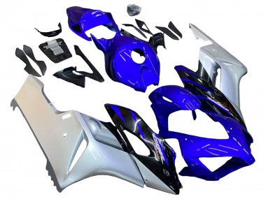 Custom 2004-2005 Honda CBR1000RR Motorcycle Fairings - Silver Blue Glossy Black