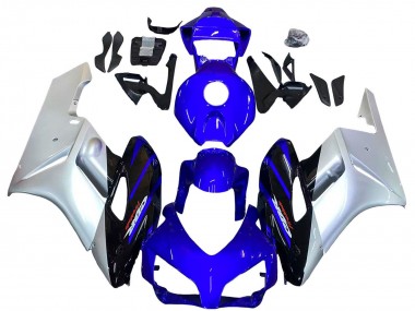 Custom 2004-2005 Honda CBR1000RR Motorcycle Fairings - Silver Blue Glossy Black