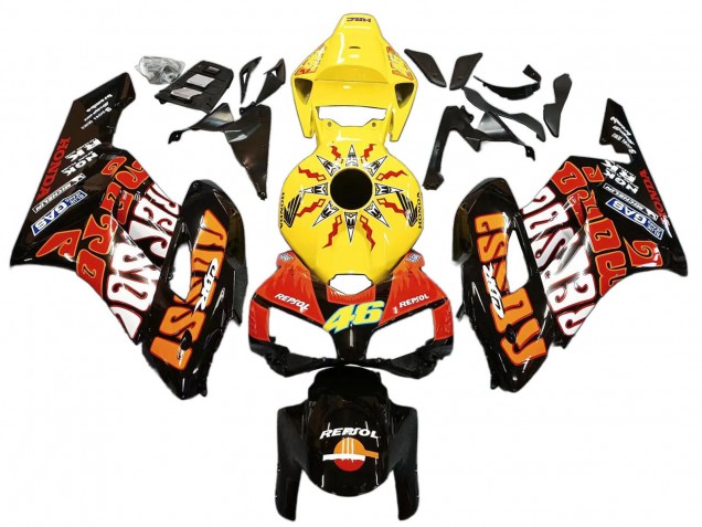 2004-2005 Honda CBR1000RR Motorcycle Fairings - Yellow Orange Glossy Black Repsol Rossi 46