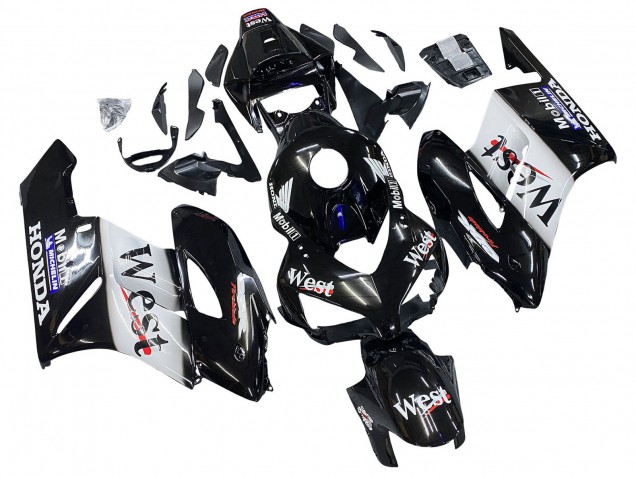 2004-2005 Honda CBR1000RR Motorcycle Fairings - Glossy Black White West