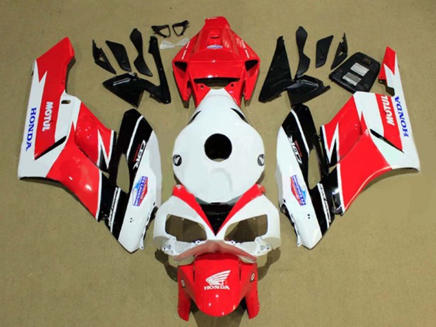 2004-2005 Honda CBR1000RR Motorcycle Fairings - White Red Matte Black Motul