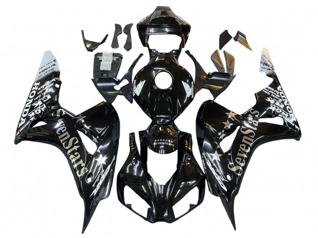 2006-2007 Honda CBR1000RR Motorcycle Fairings - Glossy Black Gold SevenStars