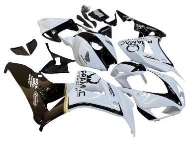 Custom 2006-2007 Honda CBR1000RR Motorcycle Fairings - White Glossy Black Pramac