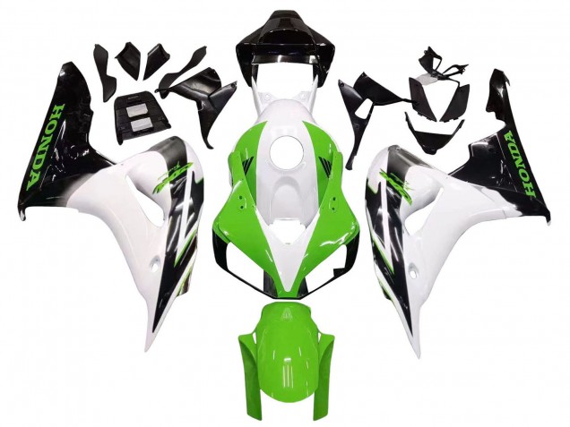 2006-2007 Honda CBR1000RR Motorcycle Fairing - White Green Glossy Black