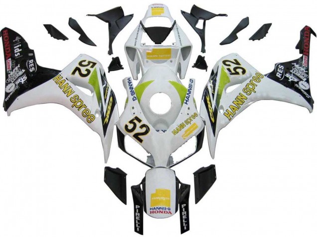 2006-2007 Honda CBR1000RR Motorcycle Fairings - White Green Glossy Black Hannspree 52