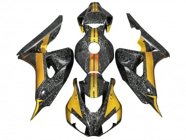 Custom 2006-2007 Honda CBR1000RR Motorcycle Fairings - Gold Black Forged Carbon Fiber