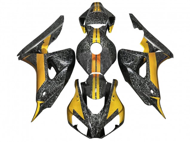 2006-2007 Honda CBR1000RR Motorcycle Fairings - Gold Black Forged Carbon Fiber