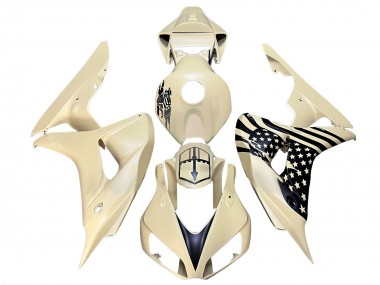 Custom 2006-2007 Honda CBR1000RR Motorcycle Fairings - Cream Black