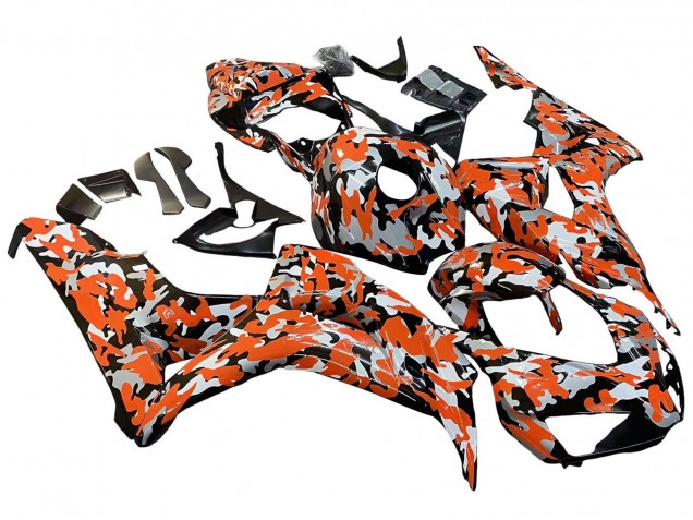 2006-2007 Honda CBR1000RR Motorcycle Fairings - Black Orange Silver Camouflage