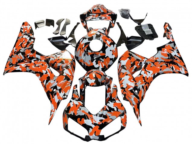 2006-2007 Honda CBR1000RR Motorcycle Fairings - Black Orange Silver Camouflage