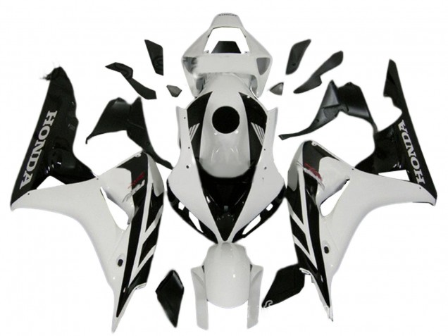 2006-2007 Honda CBR1000RR Motorcycle Fairing Kits - White Glossy Black