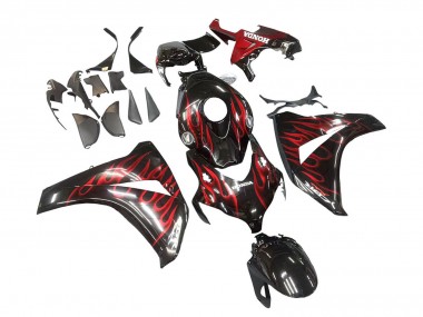 Custom 2008-2011 Honda CBR1000RR Motorcycle Fairing - Glossy Black Red Flame
