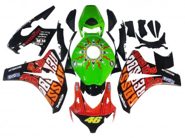 Custom 2008-2011 Honda CBR1000RR Motorcycle Fairings - Green Orange Glossy Black Rossi Michelin 46