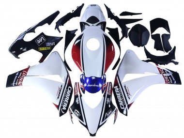 Custom 2008-2011 Honda CBR1000RR Motorcycle Fairings - White Red Blue Black Star Lee Carrera