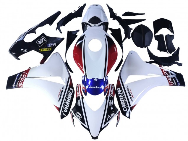 2008-2011 Honda CBR1000RR Motorcycle Fairings - White Red Blue Black Star Lee Carrera