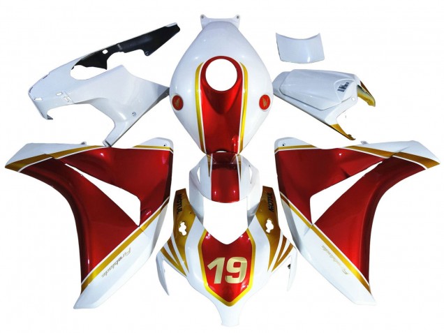 2008-2011 Honda CBR1000RR Motorcycle Fairings - White Red Gold 19