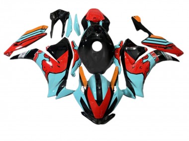 Custom 2012-2016 Honda CBR1000RR Motorcycle Fairings - Red Light Blue Glossy Black