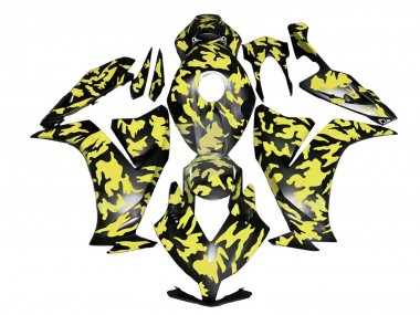 Custom 2012-2016 Honda CBR1000RR Motorcycle Fairings - Yellow Grey Black Camouflage