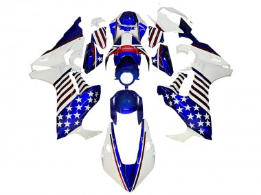 Custom 2017-2023 Honda CBR1000RR Motorcycle Fairings - White Blue Red Star