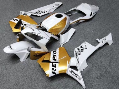 Custom 2003-2004 Honda CBR600RR Motorcycle Fairings - White Gold Black Repsol