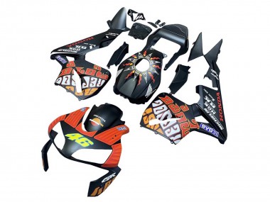 Custom 2003-2004 Honda CBR600RR Motorcycle Fairings - Matte Black Orange Repsol Rossi 46