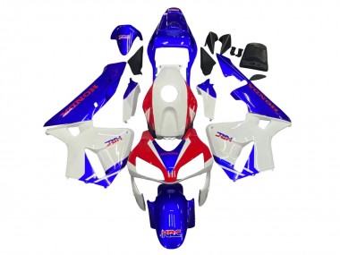 Custom 2003-2004 Honda CBR600RR Motorcycle Fairings - White Blue Red HRC