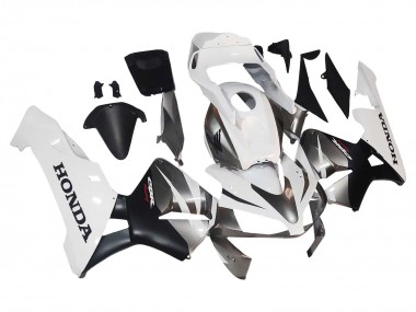 Custom 2003-2004 Honda CBR600RR Motorcycle Fairings - White Matte Black Racing