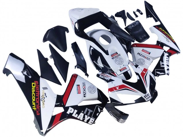 2003-2004 Honda CBR600RR Motorcycle Fairings - White Red Glossy Black DENSO Rimont