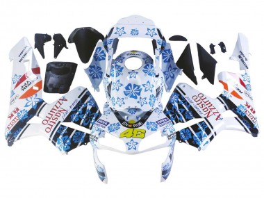 Custom 2003-2004 Honda CBR600RR Motorcycle Fairings - White Blue Red Nastro Azzurro 46