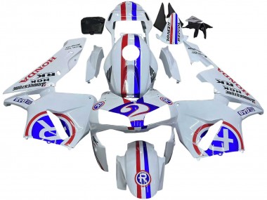 Custom 2003-2004 Honda CBR600RR Motorcycle Fairings - White Red Blue