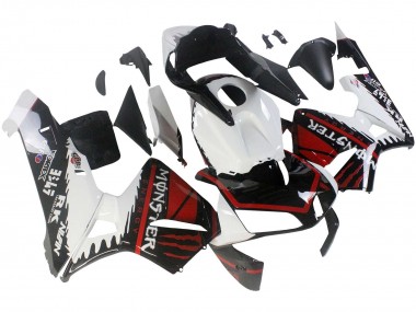 Custom 2003-2004 Honda CBR600RR Motorcycle Fairings - White Red Glossy Black Monster