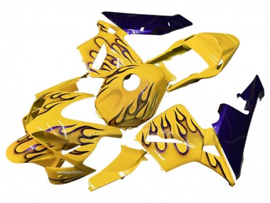 Custom 2003-2004 Honda CBR600RR Motorcycle Fairings - Yellow Black Flame