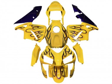 Custom 2003-2004 Honda CBR600RR Motorcycle Fairings - Yellow Black Flame