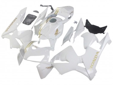 Custom 2005-2006 Honda CBR600RR Motorcycle Fairings - White Gold