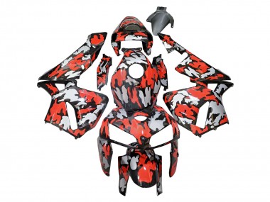 Custom 2005-2006 Honda CBR600RR Motorcycle Fairings - Black with Red Grey Camouflage