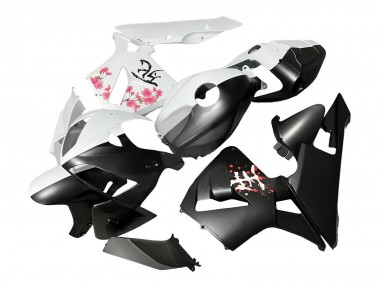 Custom 2005-2006 Honda CBR600RR Motorcycle Fairings - Black White with Cherry Blossom