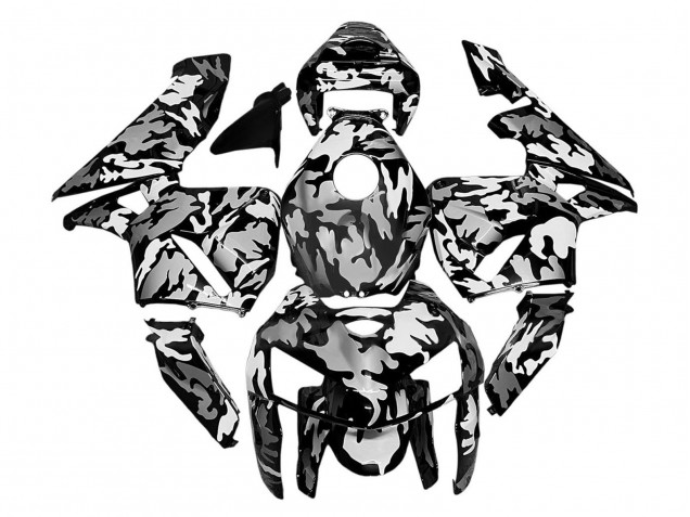 2005-2006 Honda CBR600RR Motorcycle Fairings - Black White Grey Camouflage
