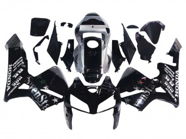 Custom 2005-2006 Honda CBR600RR Motorcycle Fairings - Black Silver SevenStars