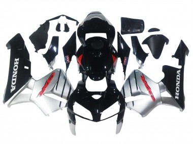 Custom 2005-2006 Honda CBR600RR Motorcycle Fairings - Silver Black