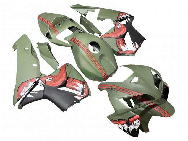 2005-2006 Honda CBR600RR Motorcycle Fairings - Green Red Shark