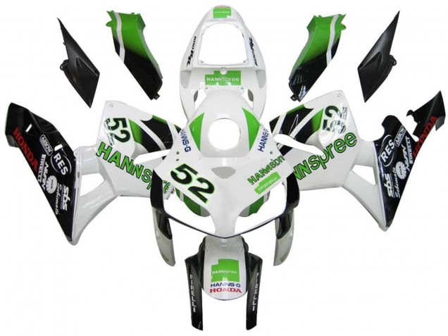 2005-2006 Honda CBR600RR Motorcycle Fairings - Green White Black hannspree 52
