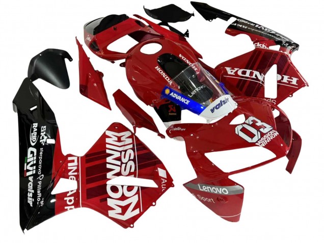 2005-2006 Honda CBR600RR Motorcycle Fairings - Red Black Valsir 03