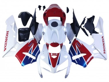 Custom 2005-2006 Honda CBR600RR Motorcycle Fairing - White Red Blue HRC
