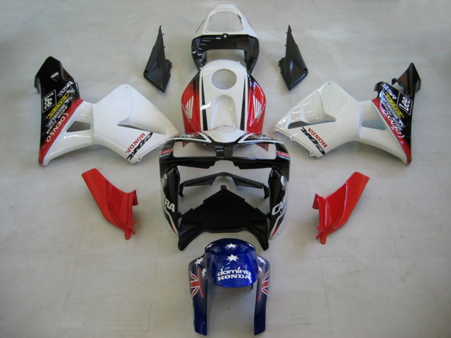 2005-2006 Honda CBR600RR Motorcycle Fairings - Red White Blue DENSO