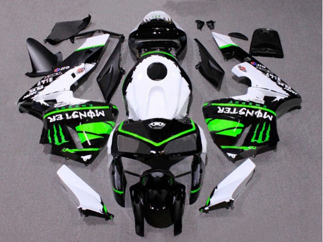 2005-2006 Honda CBR600RR Motorcycle Fairings - White Black Green Monster