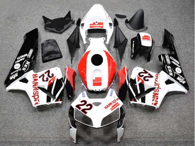 2005-2006 Honda CBR600RR Motorcycle Fairings - White Red Glossy Black HannSpree 22
